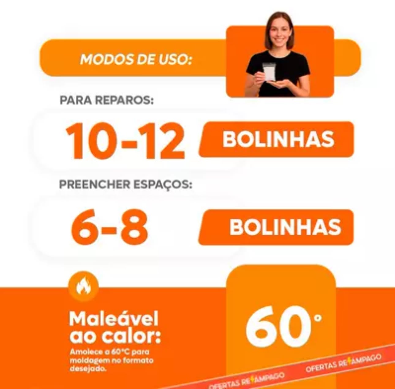 Infográfico de modos de uso das bolinhas